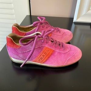 PRADA KIDS Violet Suede Leather Lace Up shoes sneakers